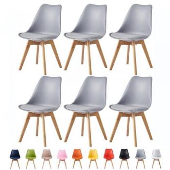 Grey Solid Leg Dining Chairs – 6 Piece Eva Series