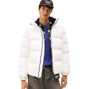 Tommy Jeans L Down Hooded Jacket – White, Water Repellent