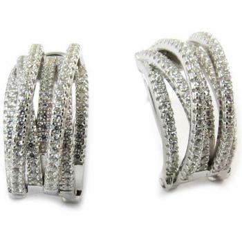 Rhodium‑Coated Sissi Silver Half‑Hoops – 13 × 9 mm (White)