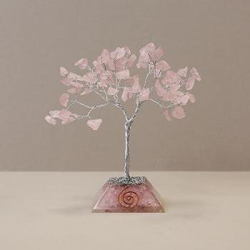Pink Rose Quartz Gemstone Tree with Orgonite Base