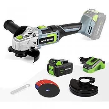 Meuleuse WORKPRO 20V avec chargeur rapide et poignée auxiliaire