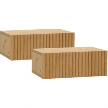 Duo de tables de chevet suspendues en bois clair 40cm