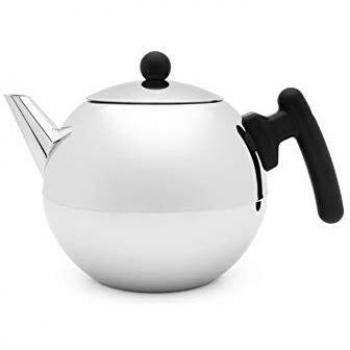 Bredemeijer Bella Ronde 1.2L Double Wall Teapot Polished Steel Flat Base