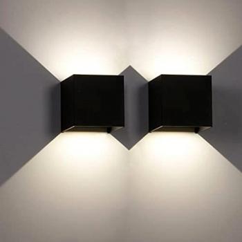Doppelte LED-Wandlampe für den Außenbereich, 12 W, 4000 K, Schwarz, IP65‑Schutz