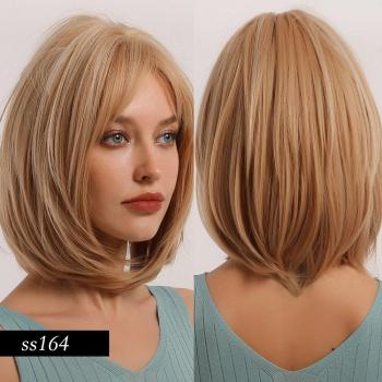 Peluca sintética rosa con flequillo para mujeres, ideal para Cosplay