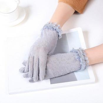 Dedo Completo Encaje Transparente Mujer UV Guantes con Estampado Leopardo Sexy y Veraniego