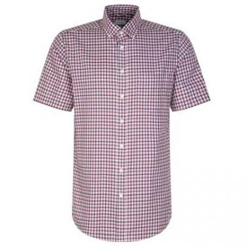 Bügelfreies Karo Kurzarm Businesshemd Regular Fit mit Button-Down-Kragen in Rosa für Herren Gr. 43