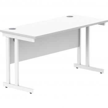 Double Upright Cantilever Steel Desk 1400x600 – White