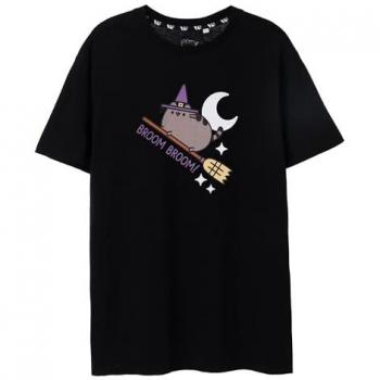 Women’s Black Pusheen T‑Shirt (Short Sleeve, Medium)