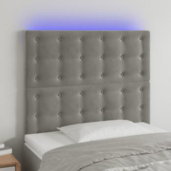 Cabecero con luces LED terciopelo gris claro 90x5x118/128 cm vidaXL