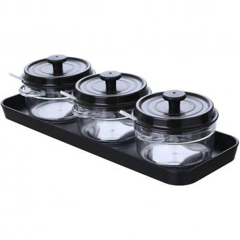3Pcs Glass Seasoning Jar Set with Spoon