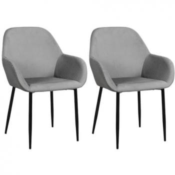 Fauteuils Alessia en velours côtelé gris