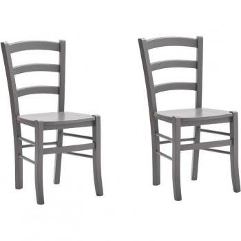 Set di Sedie Shabby in Legno Laccato Grigio