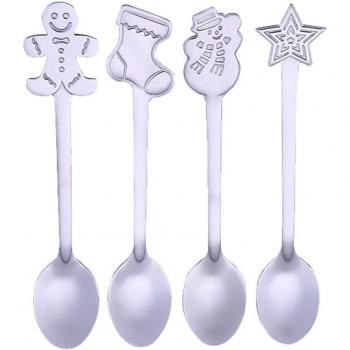 Weihnachts-Eistrinkwerkzeug Set – 4 bunte Löffel aus Edelstahl