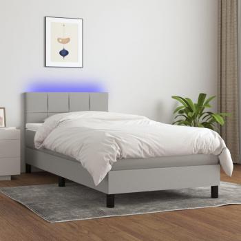 VidaXL Cama box spring colchón y luces LED tela gris claro 80x200 cm