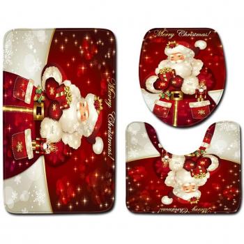 Cozy Snowman Flannel Bath Mat and Toilet Lid Cover Set