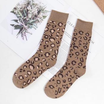 Calcetines de Algodón Kawaii para Mujer, Estilo Harajuku, Patrón Leopardo, Para Todas las Estaciones