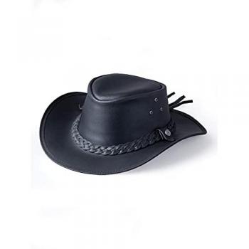 Outback III Australian Style Leather Hat in Black