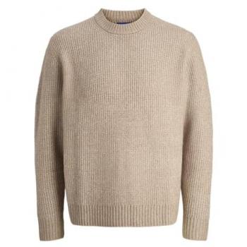 Jack & Jones Strickpullover „JORYORK OLLIE KNIT CREW NECK“ – Herren, Größe M, grau (Mocha Meringue)