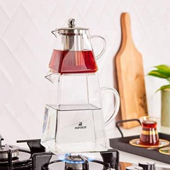 Karaca Giza Teekanne Set aus Borosilikatglas