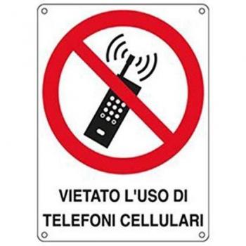 Cartello divieto uso di telefoni cellulari en iso 7010