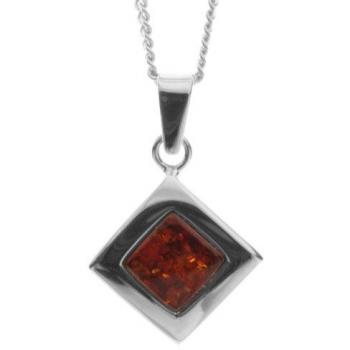 OSTSEE‑SCHMUCK Alvina Silberkette (silberfarben) mit Bernstein‑Anhänger – 2 Stück