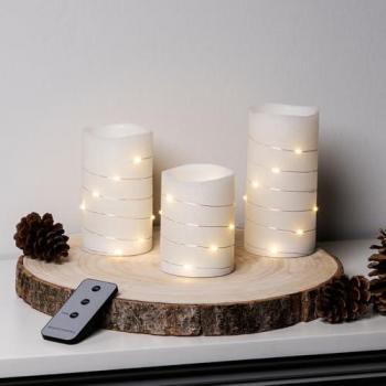 LED Wachskerzen Set von Mojawo, mit Fernbedienung und Timer, in Weiß (H10/12/15 cm)