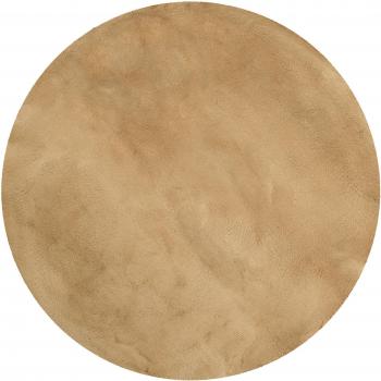 Tapis rond effet fourrure lapin beige 150 cm