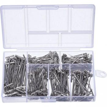 450 Piece Steel T-Pins Assortment (Nickel Plated, 1 to 2)