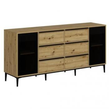 VENTE-UNIQUE Elegantes Sideboard aus Holz mit Sicherheitsglas