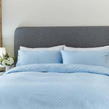 Blue Brushed Polka Dot Kingsize Duvet Cover Set