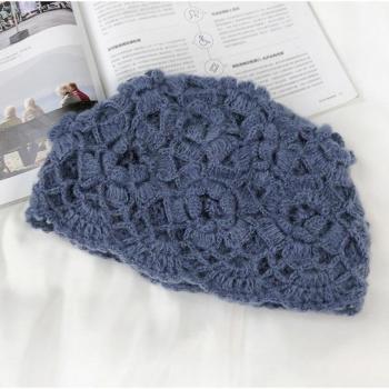 Winter Knitted Hat with Flowers for Women