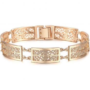 585 Rose Gold Oval Floral Bracelet for Female