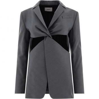 XS Coperni Grey Tailored Jacket – Twisted Cut‑Out Design