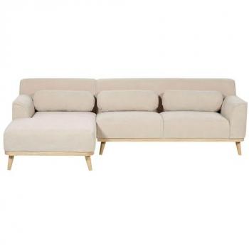 Divano angolare retro 3 posti destra velluto a coste beige