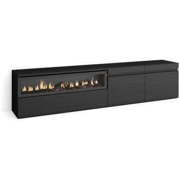 Unidad TV con Chimenea Electrónica en Negro