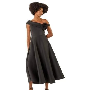 Robe midi corsage noir extensible EU 42