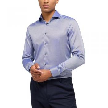 Eterna Langarmhemd SUPER SLIM in blau (weiß, navy)