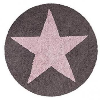 Lorena Canals Pink and Dark Grey Round Star Rug
