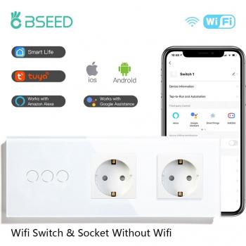 BSEED 1/2/3 Gang WiFi Control Switch with Double EU Sockets