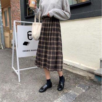 Women’s Vintage High Waist Plaid Skirt