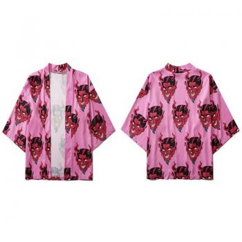 Men's Harajuku Devil Print Kimono Jacket