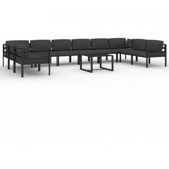 Set Outdoor Antracite 11 pezzi con Cuscini