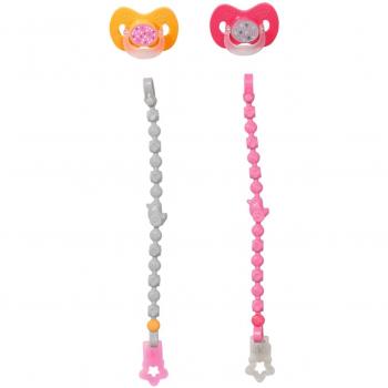 Baby Born Baby Care Baby Born 2 Sucettes Magiques Avec Chainette Assorties 43cm