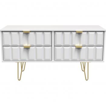 Compact 4‑Drawer Bed Box – Cube Design, White Matte, Ready‑to‑Use
