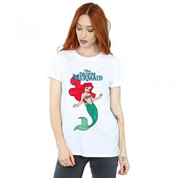 Disney The Little Mermaid Line Ariel Cotton Boyfriend T-Shirt (White)