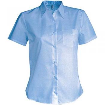 Damenpopeline-Hemd in Grau – Kariban, 4XL, kurze Ärmel