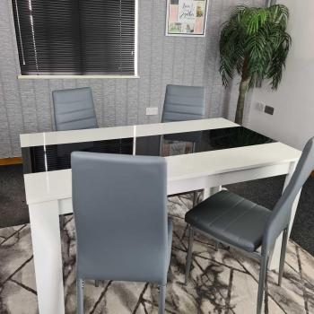 Dining Table and 4 Grey Chairs Set