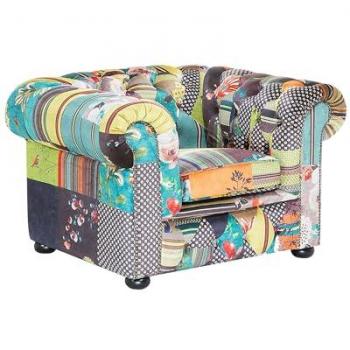 Fauteuil Chesterfield patchwork tissage mixte – Beliani 1 place