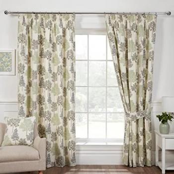 Coppice Green Apple Light Filtering Pencil Pleat Curtains 90x72 Fully Lined